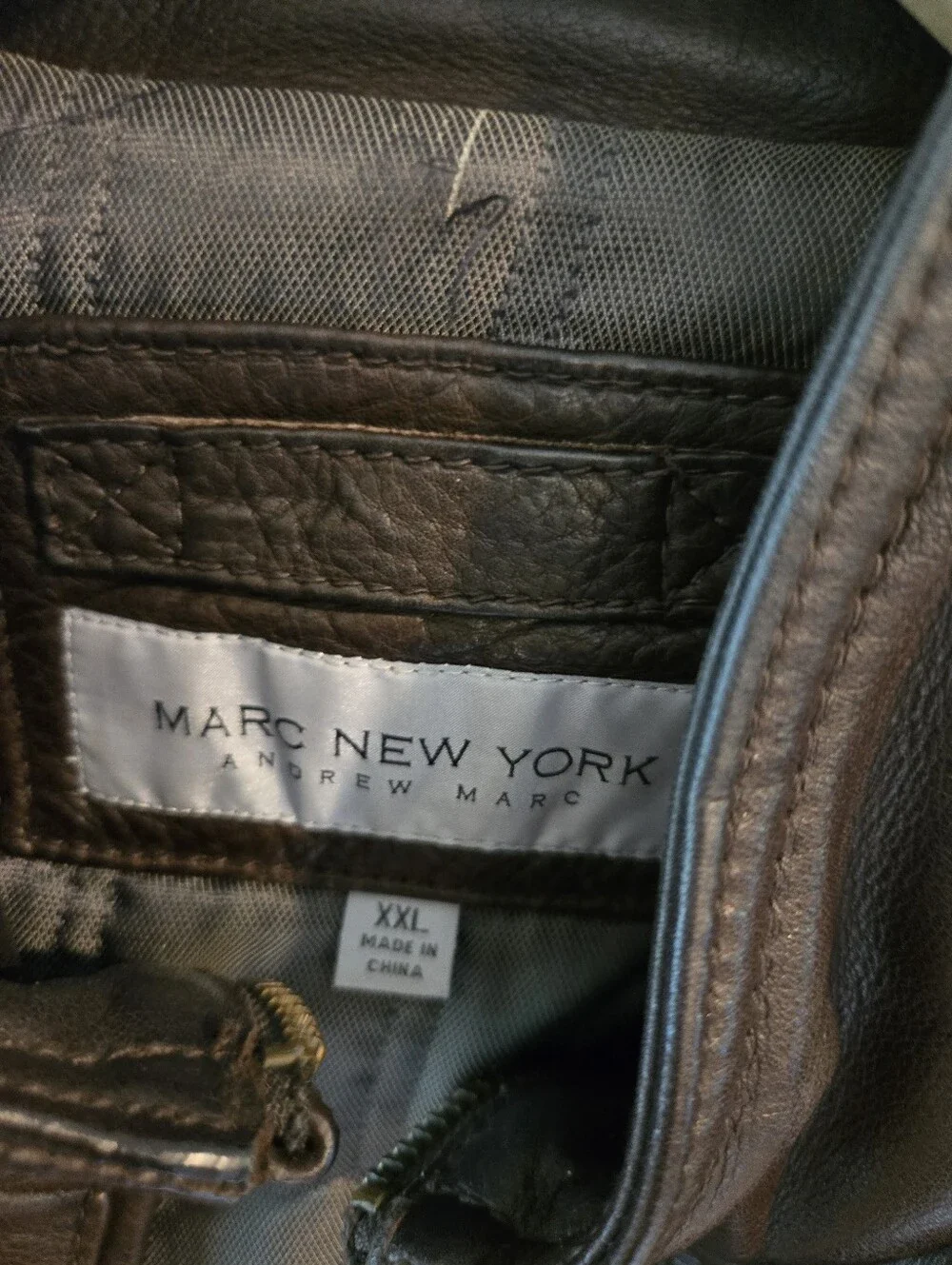 Marc New York Dark Brown Leather Bomber Jacket